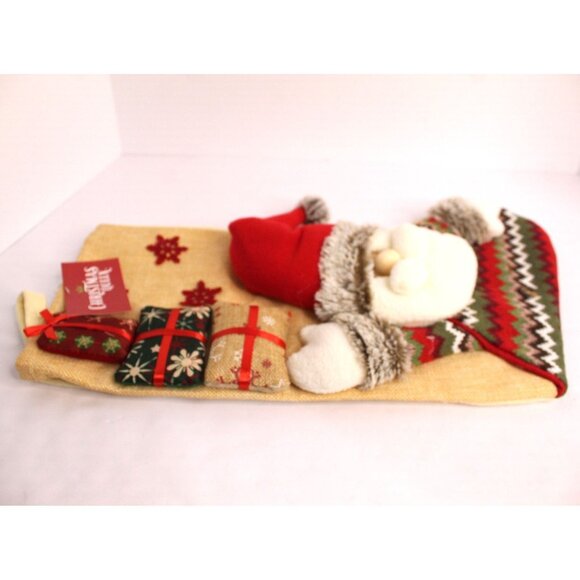 Christmas Queen Santa Claus 3D Stocking 18 inches Red Beige Holiday Decor NWT - Picture 8 of 8